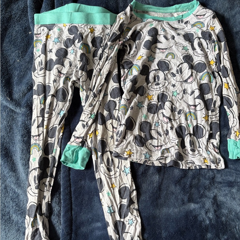 Little Sleepies Mickey Mouse Pajama Set - Gray and Teal